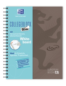 Caiet organizator Oxford Europeanbook 4, A4+ 120 file, Write & Erase, scribzee, patratele, maro