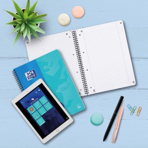 Caiet Oxford Touch Duo, A4+ 80 file, hartie Optik 90g/mp, spira dubla, scribzee, dictando+patratele, culoare albastru/aqua - Img 5