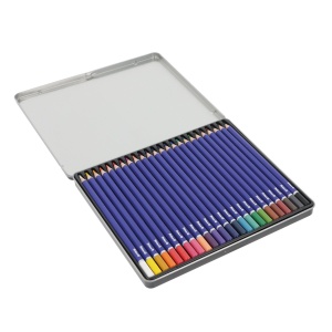 Creioane colorate hexagonale Premium, mina 3.3 mm, set 24 culori, in cutie metalica - Img 2