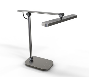 Lampa Unilux LED Pureline, 2 comutatoare tactile, timer 1h, mod lampa de noapte, functie memorie, functie stingere intarziata, cap rotativ +/-180°, brat ajustabil 150°, baza rotativa +/-170°, baza din aluminiu, culoare gri - Img 6