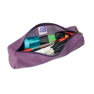 Penar tip etui rotund Oxford, piele, mov - Img 2