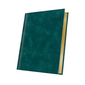Agenda datata 2027 Premium Deluxe Chia, format A5, 352 pagini, culoare verde cu margine aurie