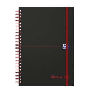 Caiet Oxford Black n' Red A5 70 file, PP, hartie Optik 90g/mp, dictando
