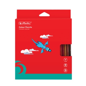 Creioane colorate patrate, mina 3 mm, set 24
