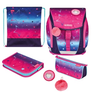 Ghiozdan echipat FiloLight Plus, motiv Pink Stars - Img 1