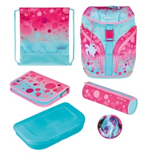 Ghiozdan echipat SoftLight Plus, motiv Pink Bubbles