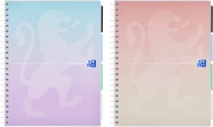 Oxford Project Book, A4 80 file, hartie Optik 90g/mp, spira dubla, scribzee, patratele, gradient pastel mix culori - Img 1
