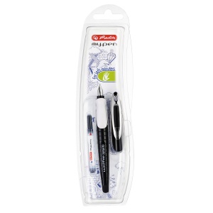 Stilou my.pen, penita L pentru stangaci, negru/alb, blister