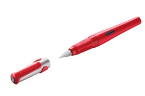 Stilou Pelikano, penita M pentru dreptaci, grip ergonomic, culoare rosu