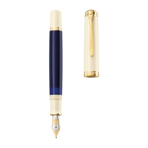 Stilou Souverän® M800 Cream Blue, penita F aur 18k, accesorii aur 24k - Img 4