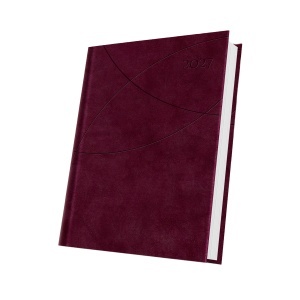 Agenda datata 2027 Premium Deluxe Favignana, format A5, 352 pagini, culoare rosu burgundy cu margine aurie