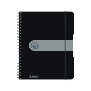 Caiet A5 EOTG cu spira, 80 file, patratele, negru