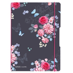 Caiet my.book flex A4, 2x40 file, dictando+patratele, motiv Ladylike Flowers