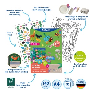 Carte pentru activitati creative cu stickere, motiv Jungle, format A4 32 file, FSC - Img 5