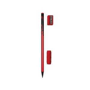 Creion grafit 2B rotund, mina 2.4 mm, include ascutitoare si manson silicon, set 10 - Img 2