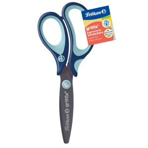 Foarfeca Griffix pentru dreptaci, albastru, varf rotund, 14 cm - Img 3