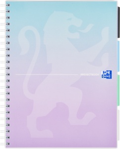 Oxford Project Book, A4 80 file, hartie Optik 90g/mp, spira dubla, scribzee, patratele, gradient pastel mix culori - Img 2