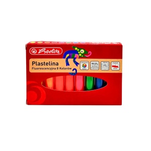 Plastilina, set 8 culori fluorescente, in cutie de carton