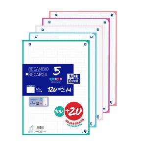 Rezerva hartie Oxford A4 120 file 4 perforatii patratele