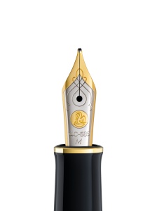 Stilou Souverän® Black Blue M400, penita M aur 14k, accesorii placate aur 24k - Img 5