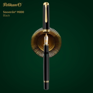 Stilou Souverän® Black M800, penita F aur 18k, accesorii placate aur 24k