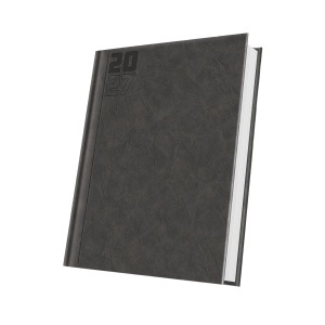 Agenda datata 2027 Premium Deluxe Capalbio, format A5, 352 pagini, culoare gri antracit cu margine argintie