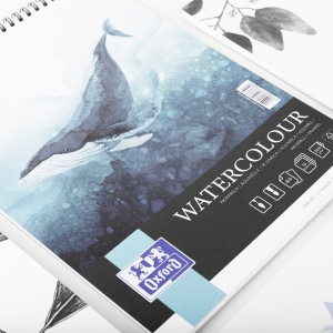 Bloc desen Watercolour A4 cu spira dubla, 10 file, hartie 300g/mp, colectia Oxford Artistic - Img 4