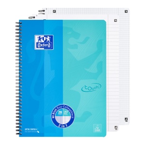 Caiet Oxford Touch Duo, A4+ 80 file, hartie Optik 90g/mp, spira dubla, scribzee, dictando+patratele, culoare albastru/aqua - Img 2