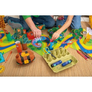 Carte pentru activitati creative cu stickere, motiv Jungle, format A4 32 file, FSC - Img 6