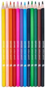 Creioane colorate triunghiulare Oxford, mina 3 mm, set 12 + ascutitoare, in cutie de carton - Img 2