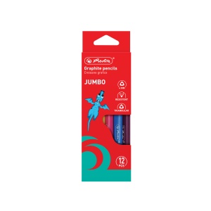 Creion grafit cu radiera Jumbo 2B triunghiular, mina 4 mm, set 12