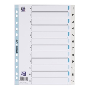 Index plastic numeric Oxford A4 1-12, 12 file/set, culoare alb - Img 2