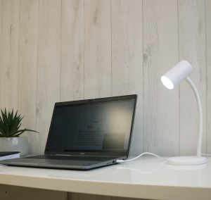 Lampa Unilux LED Lou portabila, brat flexibil, comutator tactil, cablu USB tip C/tip A, culoare alb - Img 2