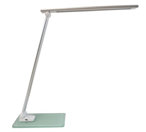 Lampa Unilux LED Popy pliabila pentru birou, comutator tactil, cablu USB detasabil, adaptor 220V, baza sticla 0.8cm, culoare alb - Img 8
