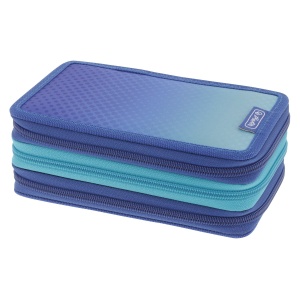 Penar echipat 31 piese 3 compartimente Dip Dye, culoare albastru / turcoaz