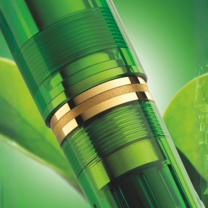 Stilou Souverän® M800 Green Demonstrator, penita F aur 18k, accesorii aur 24k - Img 3