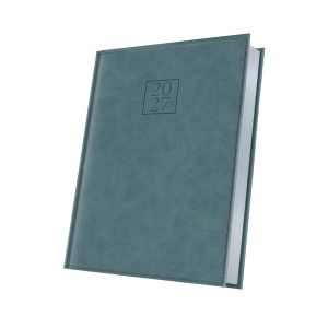Agenda datata 2027 Premium Deluxe Chianti, format A5, 352 pagini, culoare verde cyprus cu margine argintie