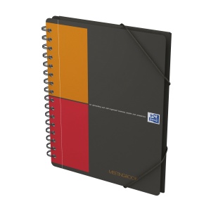 Agenda organizator Oxford International Meeting Book, A5+ 80 file, hartie Optik 90g/mp, spira dubla, scribzee, patratele, culoare gri - Img 2
