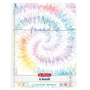 Caiet A4 cu spira, 80 file patratele, motiv New Batik Freedom