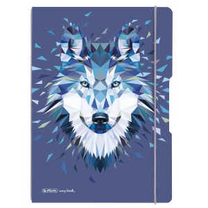 Caiet my.book flex A4, 2x40 file, dictando+patratele, motiv Wild Animals Wolf - Img 1