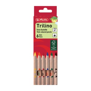 Creioane colorate Trilino Jumbo triunghiulare, mina 6 mm, set 6