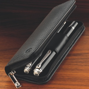 Etui de piele TGXZ pentru 2 instrumente de scris, culoare negru - Img 2