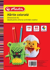 Hartie color A4, 80 g, set 100, diverse culori
