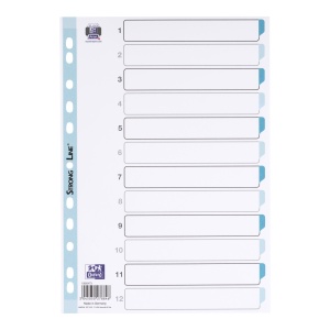 Index plastic numeric Oxford A4 1-12, 12 file/set, culoare alb - Img 3