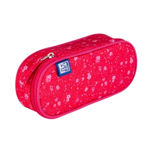Penar tip etui oval, 1 clapa, Oxford Floral, roz inchis