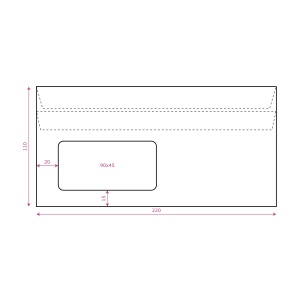 Plic DL 110 x 220 mm autoadeziv cu fereastra stanga, set 1000 - Img 2