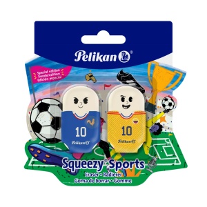 Radiera Squeezy Sports, motive asortate fotbal, set 2, blister