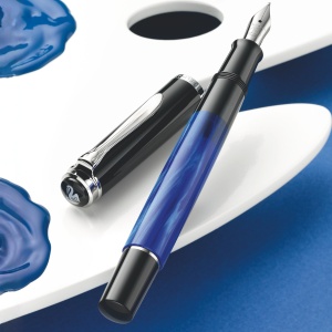 Stilou Classic Blue Marbled M205, penita F otel inoxidabil, accesorii din argint - Img 2