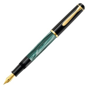 Stilou Classic Green Marbled M200, penita M placata aur 24k, accesorii placate aur 24k - Img 7