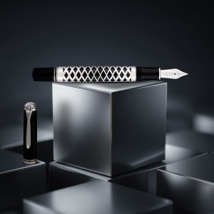 Stilou Editie Speciala Metal Sleeve Souverän® M805, penita F aur 18k, manson argint prelucrat cu laser - Img 3